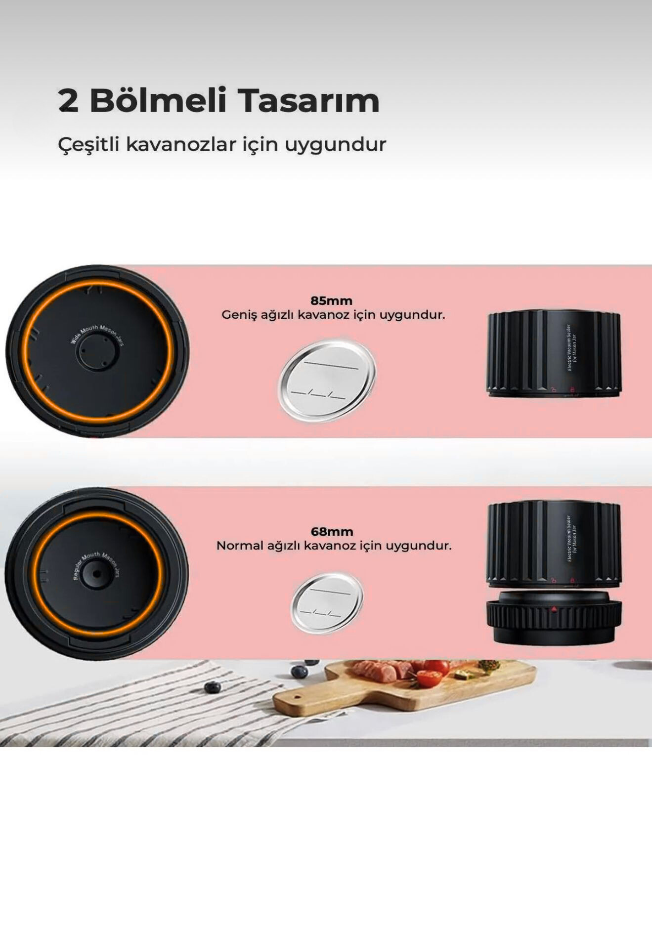 Gelişmiş Vakumlu Kavanoz Saklama Seti+5 Adet 660ml Kavanoz Hediyeli!