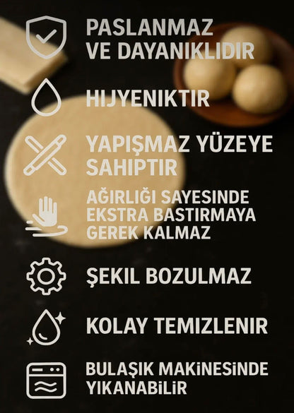 2'Li Alüminyum Paslanmaz Metal Masterchef Pratik 60-90 CM Hamur,Yufka Açıcı Oklava