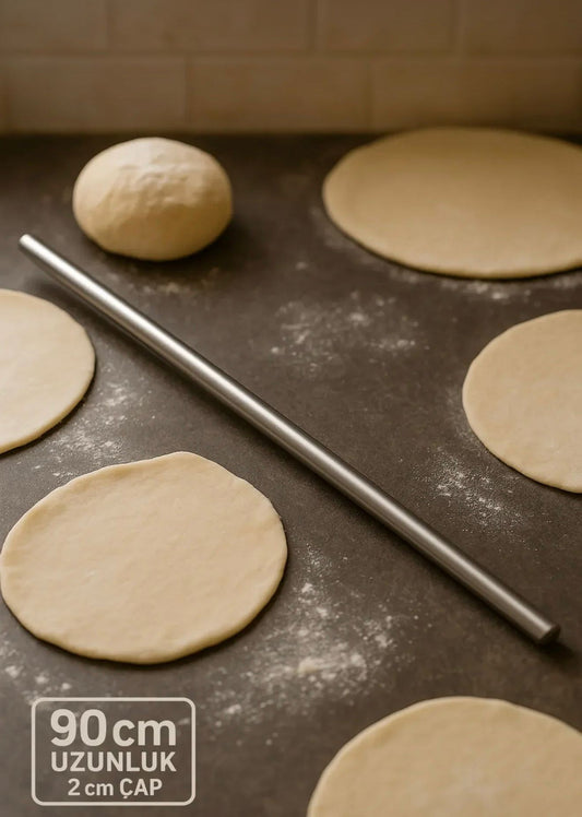 2'Li Alüminyum Paslanmaz Metal Masterchef Pratik 60-90 CM Hamur,Yufka Açıcı Oklava
